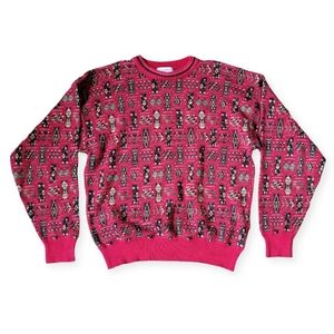 Vintage Tricots St. Raphael 80s made in USA Red Cotton Pullover Sweater L